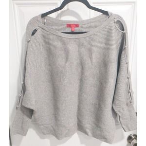 Jennifer Lopez Gray Sweater Silver Button Details~ Open Slits~ Large